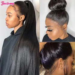 Brazilian Straight 13x4 Lace Frontal Wig Human Hair Smooth Natural Hair 360 Lace Frontal Wig Human Hair Pre Plucke BAIHONG