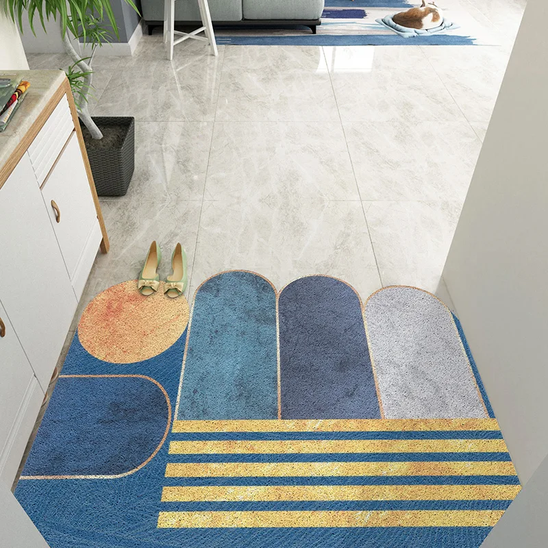 Nordic Hallway Door Mat Bathroom Mat Kitchen Mat Freely Cuttable DIY Home Mats Carpet Anti-slip PVC Silk Loop Entrance Door Mat