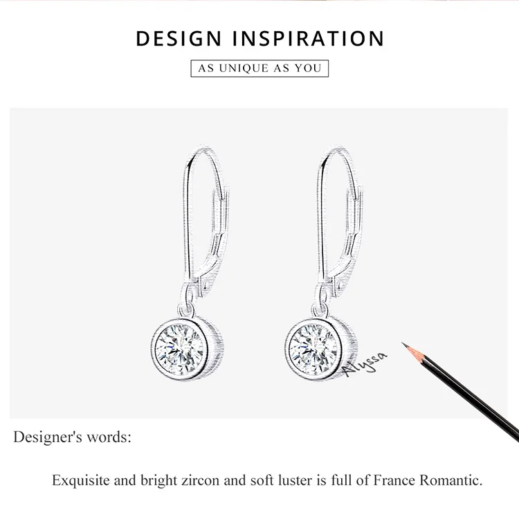WOSTU New Fashion 925 Sterling Silver Exquisite Round Zircon Drop Earrings For Women Wedding Earrings Luxury Jewelry BKE747