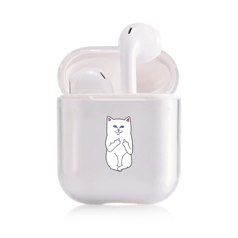 I200418 Мягкий чехол с мультяшным рисунком для AirPods милый чехол прозрачный силиконовый Bluetooth наушники защитный чехол для Apple Airpods 1/2 чехол Despise Cat - Цвет: I200418