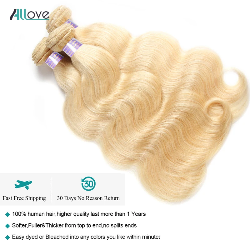 Allove блонд волнистые пучки тела 613 цветные бразильские волосы плетение пучки 30 дюймов пучки Remy человеческих волос для наращивания