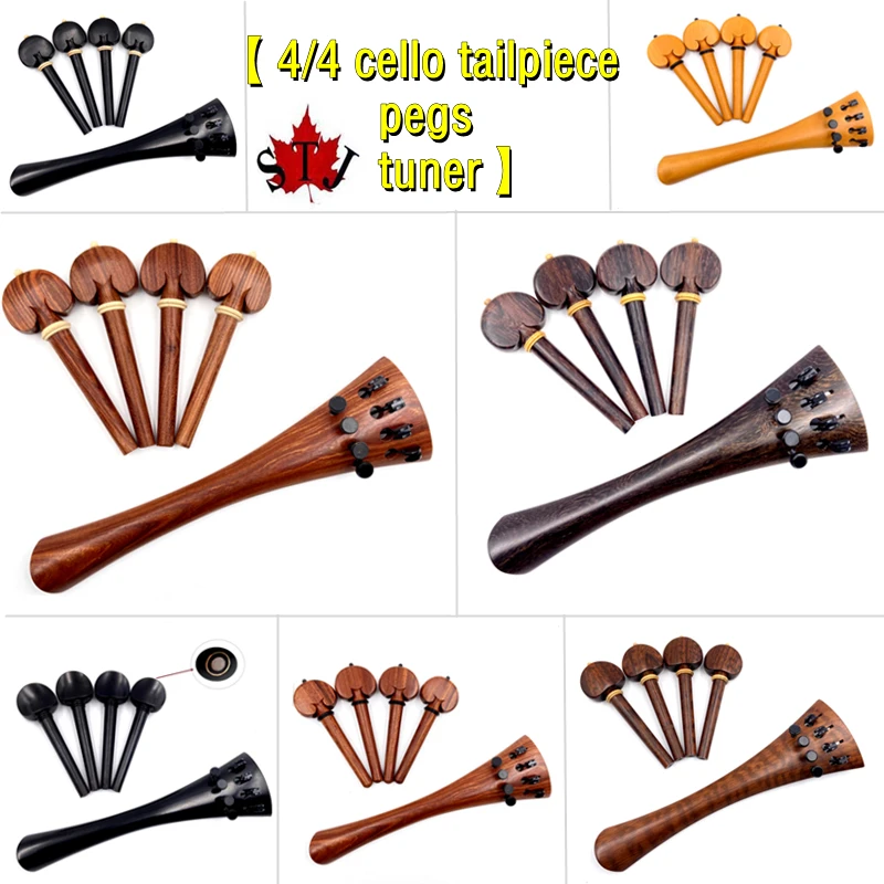 Cello tailpiece tuning pegs four tuners ebony Accessories Cello Tuners Knobs rosewood fittings snakewood parts boxwood 1 set 4/4 cello support parts