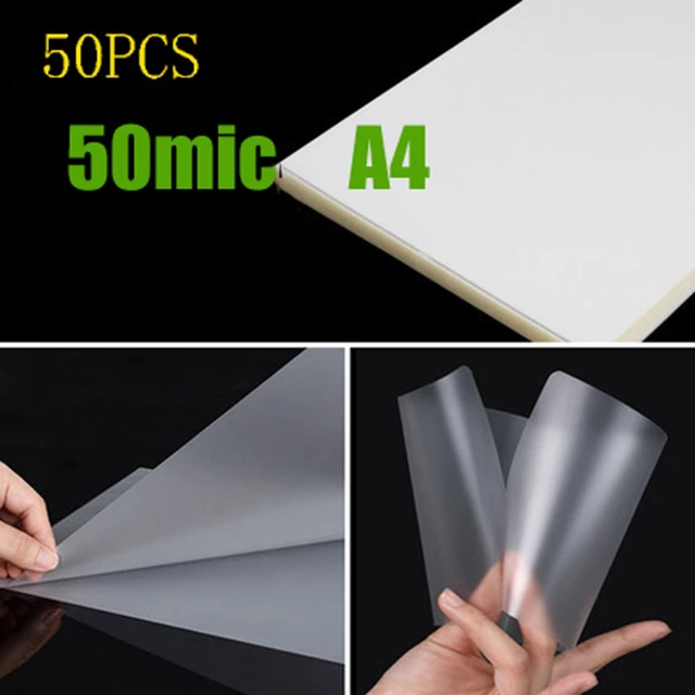 50PCS/lot A4 Thermal Laminating Film PET Plastic Laminator Sheets For Photo  Files Card Picture Lamination 50 mic