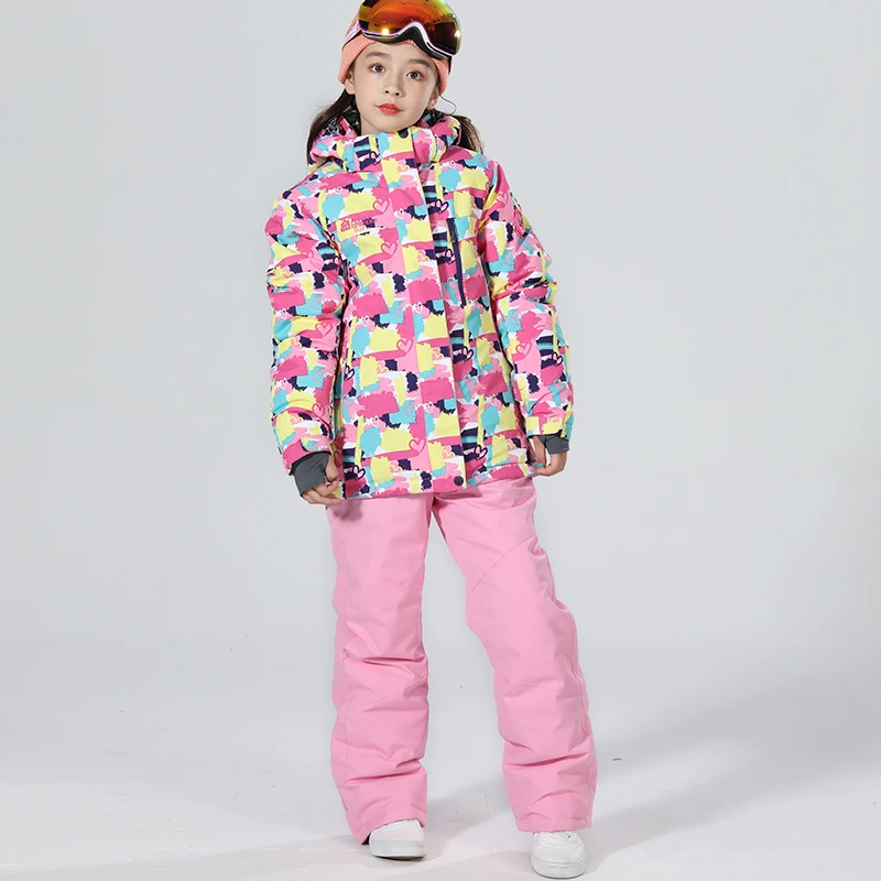 Лыжный костюм s для детей; зимний костюм для мальчиков; лыжный костюм для девочек лыжный костюм сноуборд лыжный костюм для девочки лыжный костюм зимние штаны лыжи лыжные штаны сноуборд сноубординг горнолыжный костюм - Цвет: pink set