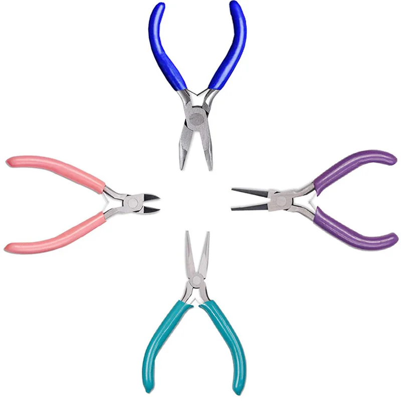 

4.5 Inch Jewelry Pliers Mini Pliers for Jewelry Making 4 Pcs, Includes Needle Nose Pliers, Round Nose Pliers, Wire Cutters and B