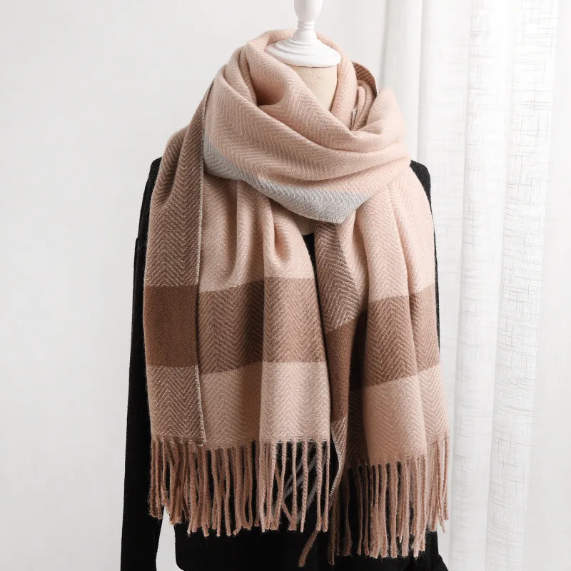 

New style China quality Cashmere winter Lovers Fashion shawl Man Women Wool Thickened Ripple print Scarves Popular Collar scarf