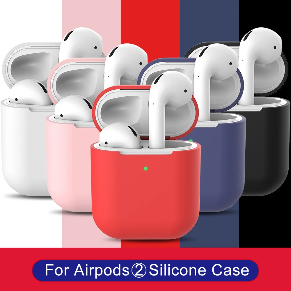 

Super Hot Wireless Bluetooth Headset Silicone Case Cute Solid Color Phone Drop-Proof Storage Box Set Female For Airpods II