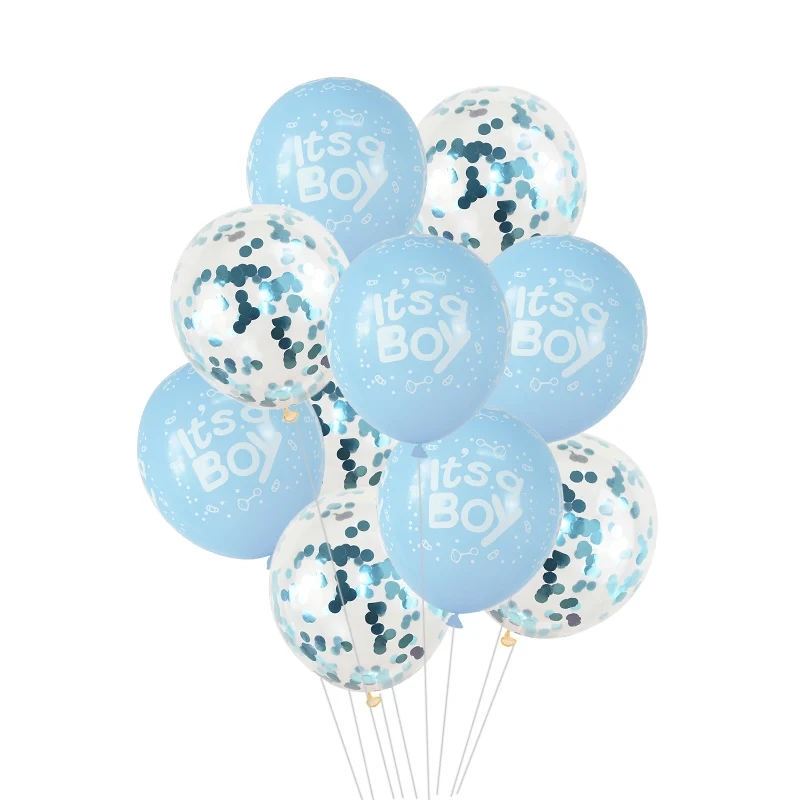 B03-10pcs Детский душ розовый синий мальчик девочка латексный шар буквы Бантинг Баннер флаги пол раскрыть дети первый день рождения украшения - Цвет: B03-10pcs