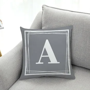 

Gray Letter Decorative Pillow Cushion Covers English Letter Pattern Pillowcase Cushions Sofa Car Throw Cushion Cover Home Decor