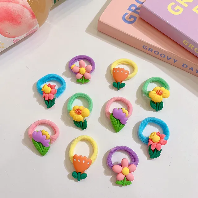 100Psc/Set Lovely Colorful Hair Bands For Girls Nylon Hair Ties Kids Candy Color Elastic Rubber Band Scrunchie Hair Accessories 10pcs-24