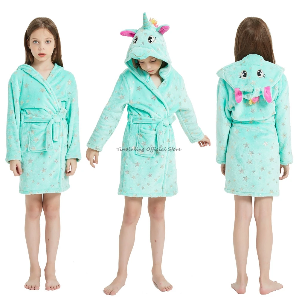 Boys Girls Unicorn Bathrobe Children Hooded Robes Kids Animal Towel Robe Baby Sleepwear Peignoir Child dressing gown
