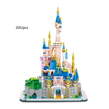 

creative fairy tale building BRICKS micro diamond block world famous city Fairyland princess Castle nanobricks toys with light