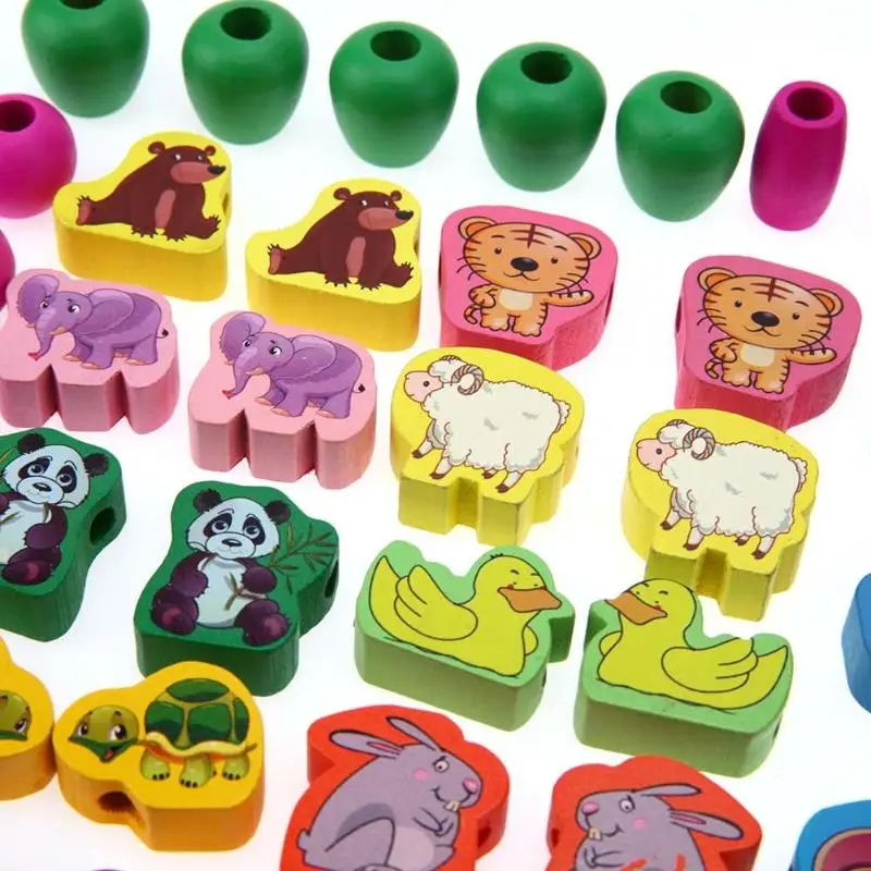 60 шт./лот деревянные игрушки для детей с мультяшными животными