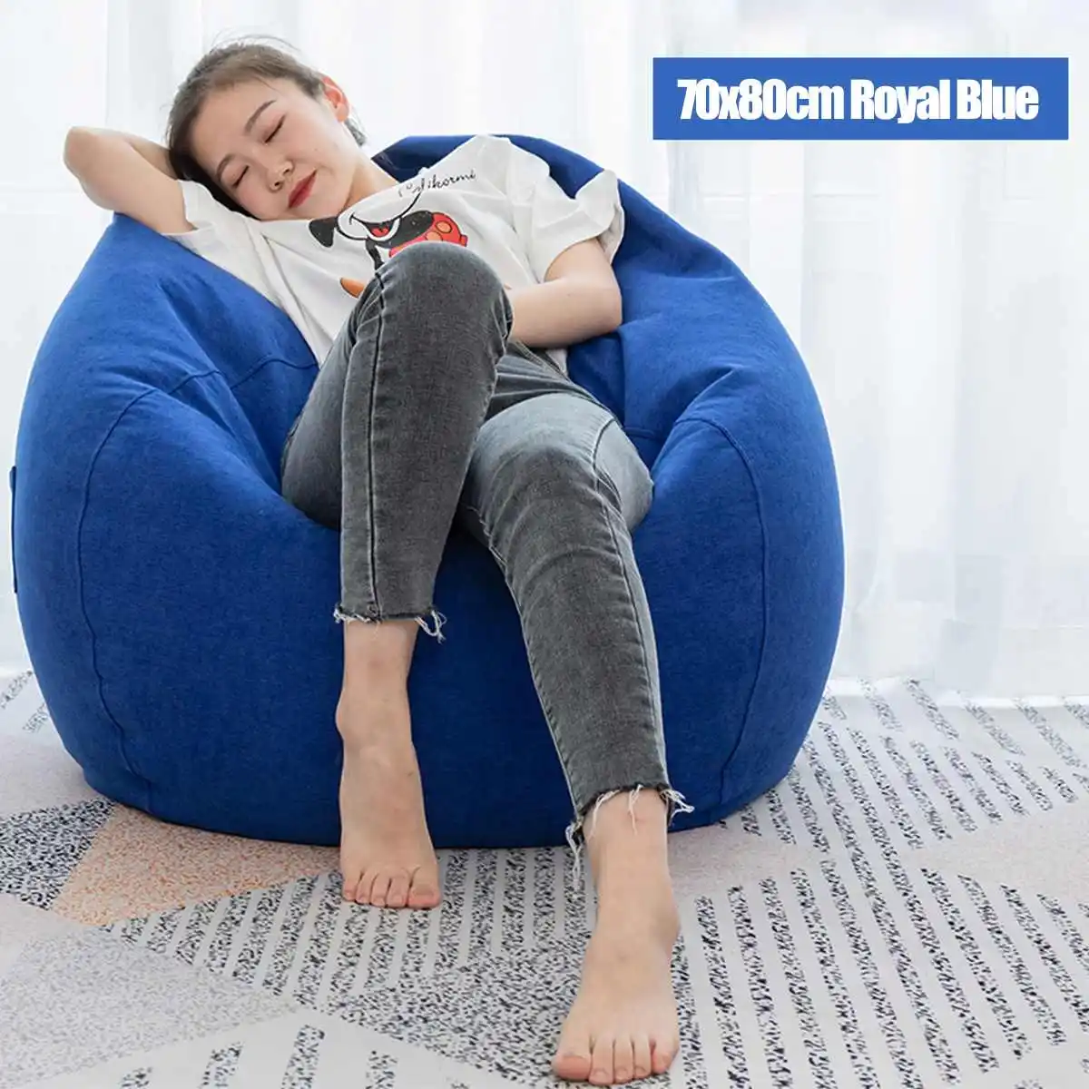 royal blue Nesloth полный ленивый BeanBag диваны стулья с внутренним вкладышем и EPS наполнитель шезлонг кресло мешок пуф слоеного дивана татами гостиной мини - Цвет: royal blue