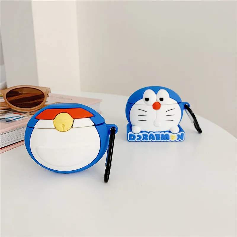 3D милые японские Мультяшные Doraemon корпусы гарнитурные для Apple Airpods 1/2 Милые силиконовые ударопрочный наушник крышка аксессуары