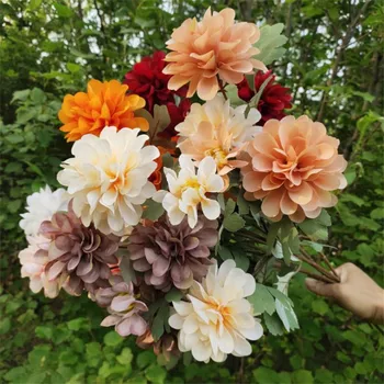 

7Pcs Fake Spiral Hydrangea (5 stems/piece) 26.77" Simulation Chrysanrhemum Ball for Home Wedding Decorative Artificial Flowers