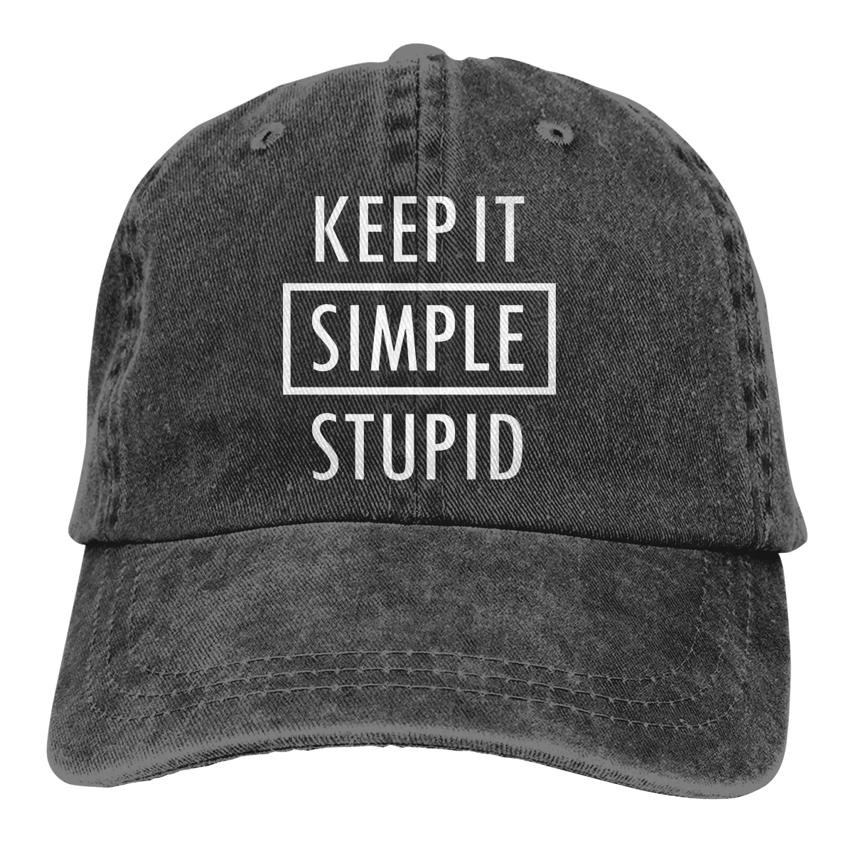 Keep It Simple Stupid Casquette Черная мужская и женская джинсовая бейсболка с ремешком Регулируемая Кепка для папы и гольфа