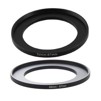 

2Pcs Camera Lens Filter Step Up Ring Adapter Black - 49Mm-67Mm & 52Mm-67Mm
