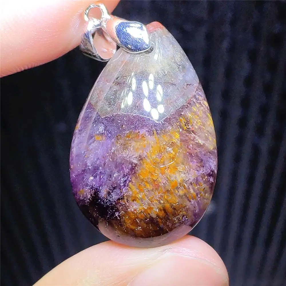 29x19x10 мм натуральный caoxenite Auralite 23 Фиолетовый красный Rutilated кулон Канада капли воды