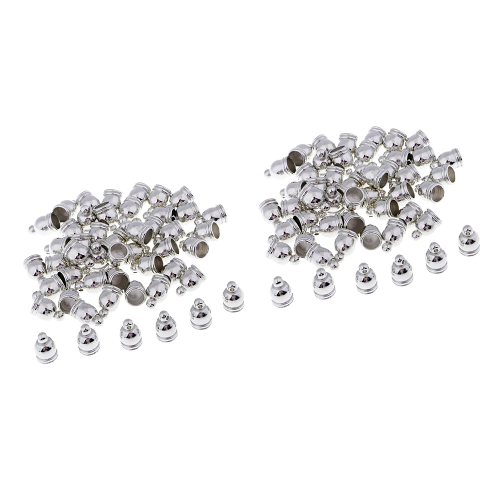 100Pcs End Cap Bead Stopper fit 6mm Leather Cord Jewellery Findings silver color