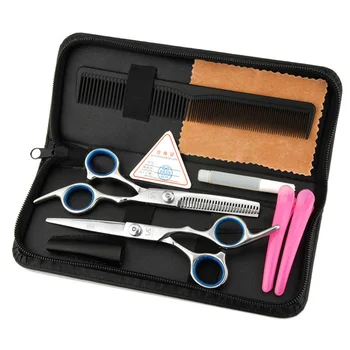 

Hair Cutting Scissors Set Stainless Steel Hairdressing Scissors Flat Teeth Blades DIY Haircut Tool Home use Barber Accessories