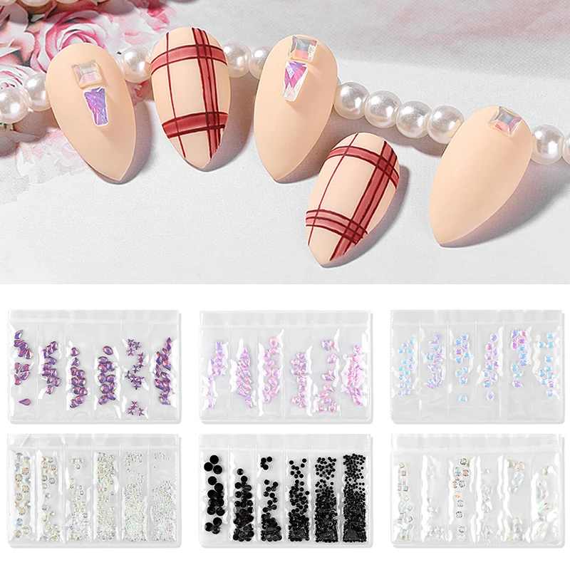 

10Pcs/Bag Water Drop Heart Irregular Colorful Drills 3D Nail Rhinestones AB Colors Crystal Nail Art Decorations Mix Nails Design