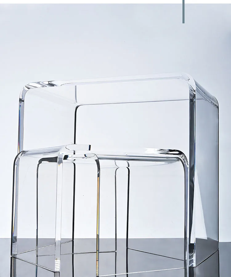 스툴 Japanese Home Acrylic Stool Household Glass Shoe Changing Stool Transparent Ins Light Luxury Plastic Stools meuble 스툴의자