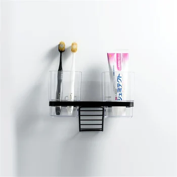 

Multi-function Toothbrush Holder Toothpaste Storage Shelf Punch Free Wall Mounted Toothbrush Case Bathroom Accessories