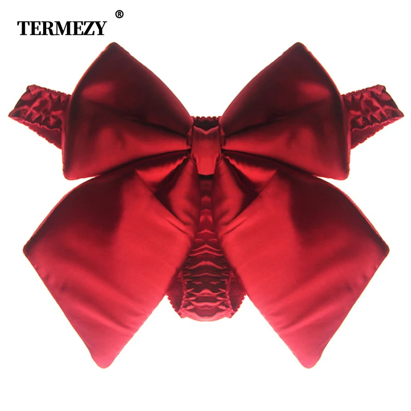 TERMEZY, пикантные женские трусики, супер большой бант, трусики, сексуальное нижнее белье, атласные стринги с оборками, милые трусики для девочек, нижнее белье