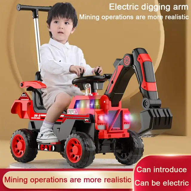 Children Electric Remote Control Excavator Sliding Car With Music Light 1-6 Year Old Child Gift Kids Ride-On Toy Scooter Walker 1