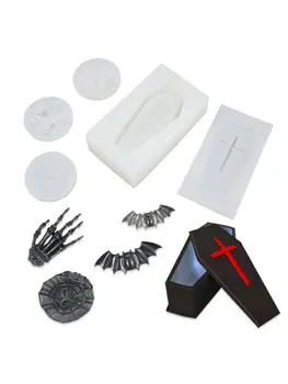 

Halloween Cross Coffin Box Silicone Mold Skull Ghost Bat Decor Box Resin Molds 83XF