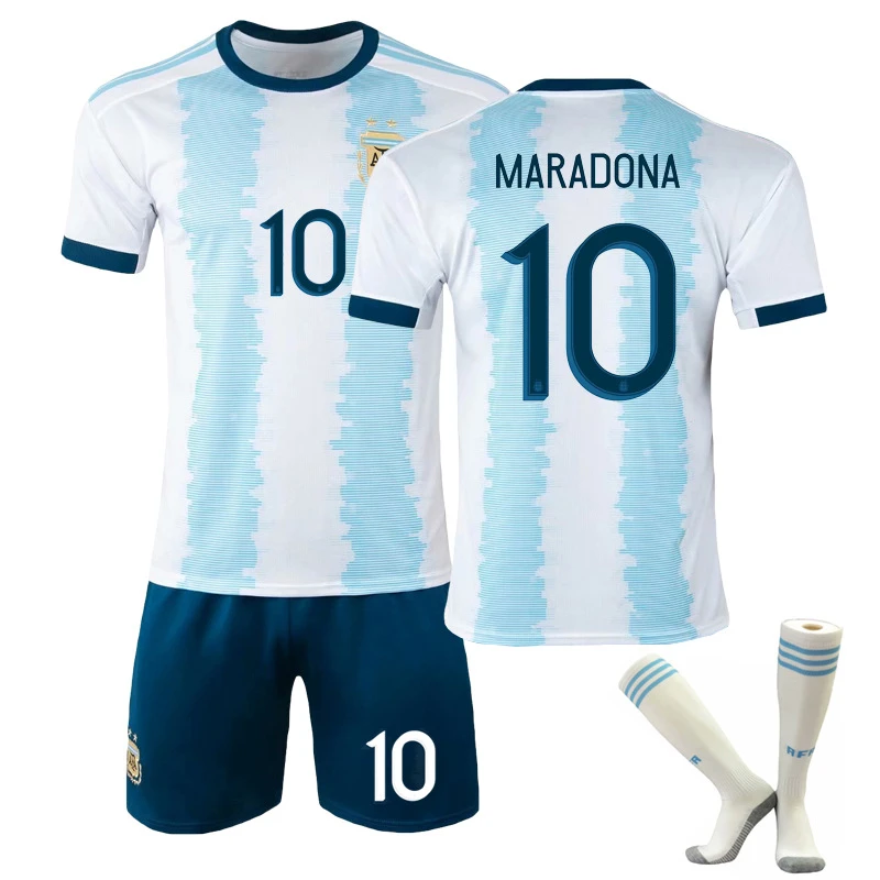 Conjuntos de ropa deportiva para niños adultos, uniformes deportivos Argentina, camisetas de Maradona y pantalones cortos, trajes de entrenamiento en blanco, personalizado, 1986|Decoraciones DIY de fiestas| - AliExpress