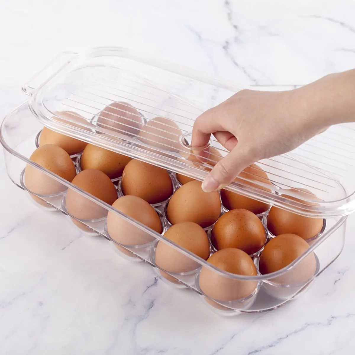 Kitchen 16 Grids PET Eggs Box Case Holder Refrigerator Food Storage Container Organizer Dustproof Food Storage Box Tools