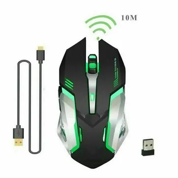 

Gaming Mouse Rechargeable Wireless Silent Mouse LED Back 7-color Breathing Light 2400dpi Built-in Battery For PC Laptop Computer