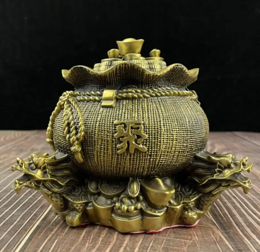 

Китайская латунная статуя с двойным драконом для сбора богатства