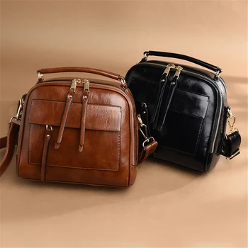 

Winter Leather Luxury Handbags Women Bags Designer Vintage Ladies Double Layer Inner Shoulder Bag Crossbody Bags for Women 2020
