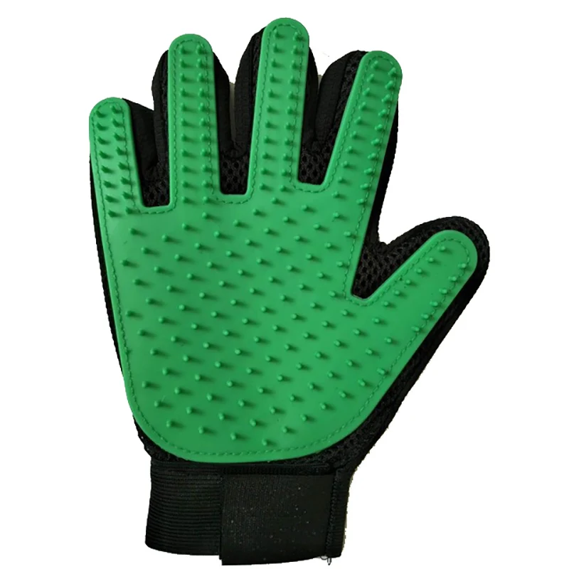 Green right glove Nicrew перчатка для кошек перчатка для кошек, кошек, Груминг за домашним животным собачьим волосом, щетка для удаления волос, расческа, перчатка для домашних собак, очистка пальцев, массажная перчатка для животных - Цвет: Green right glove