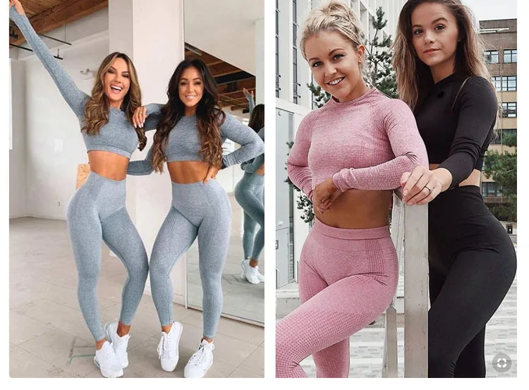 Seamless Women Yoga Set 2/3/5PCS Sportswear Fitness Sports Suits Workout Gym Running Clothing Crop Top High Waist Leggings,LF171