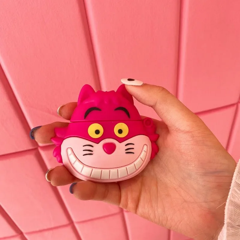 

Cute Cartoon Alice Cheshire Cat Silicone Cover Keychain for Apple Airpods 1 2 Wireless Bluetooth Earphone Cases Decorative