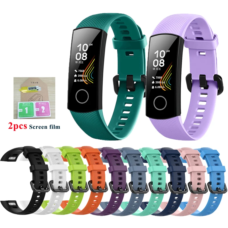 Силиконовый ремешок для Huawei Honor Band 5 спортивный браслет 4 аксессуары с защитной