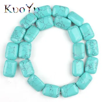 

13x18mm Natural Stone Green Turquoises Beads Rectangle Loose Spacer Bead For Jewelry Making Diy Bracelet Accessories 15Inches