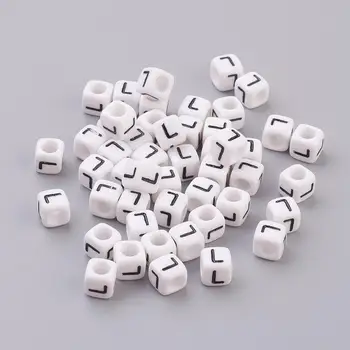 

300Pcs 6x6mm Cube Acrylic Alphabet Letter Beads Jewelry Pendant Bracelet Making