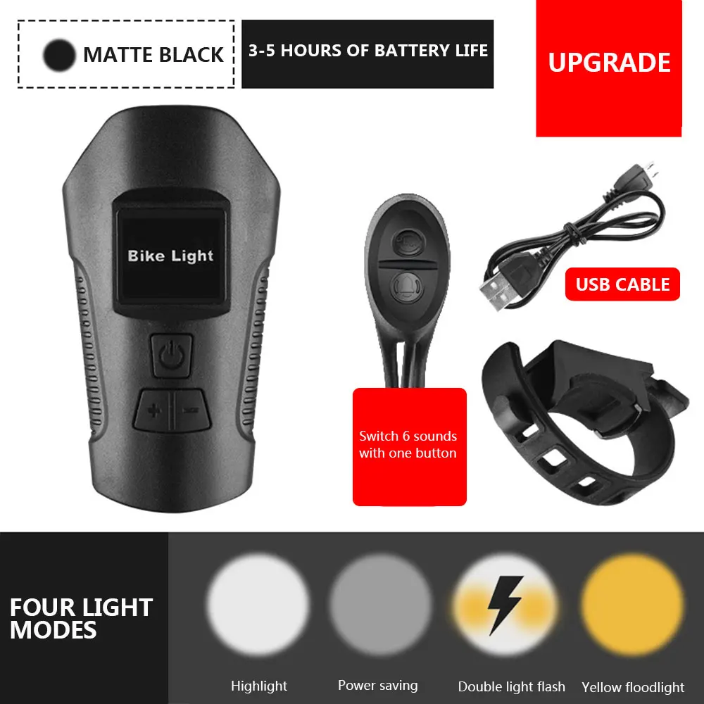 Black Портативный USB Перезаряжаемые светодиодный Мощность Дисплей 3 цвета T6 яркий светильник s Велосипедное оборудование Предупреждение светильник для верховой езды флэш-светильник - Цвет: Black