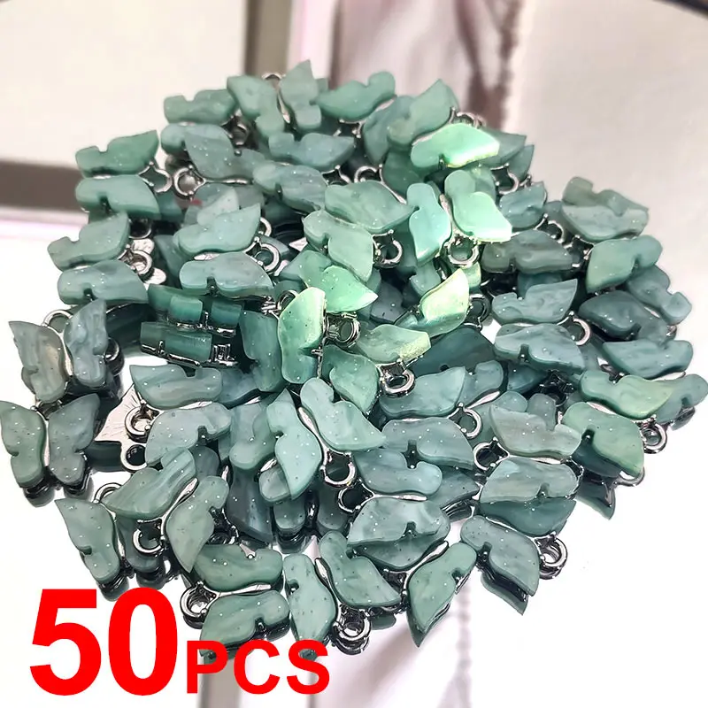 

JJFOUCS 50Pcs/set Fashion Shining Acrylic Resin Butterfly Silver Color for Earring Necklace Pendant DIY Jewelry Accessories