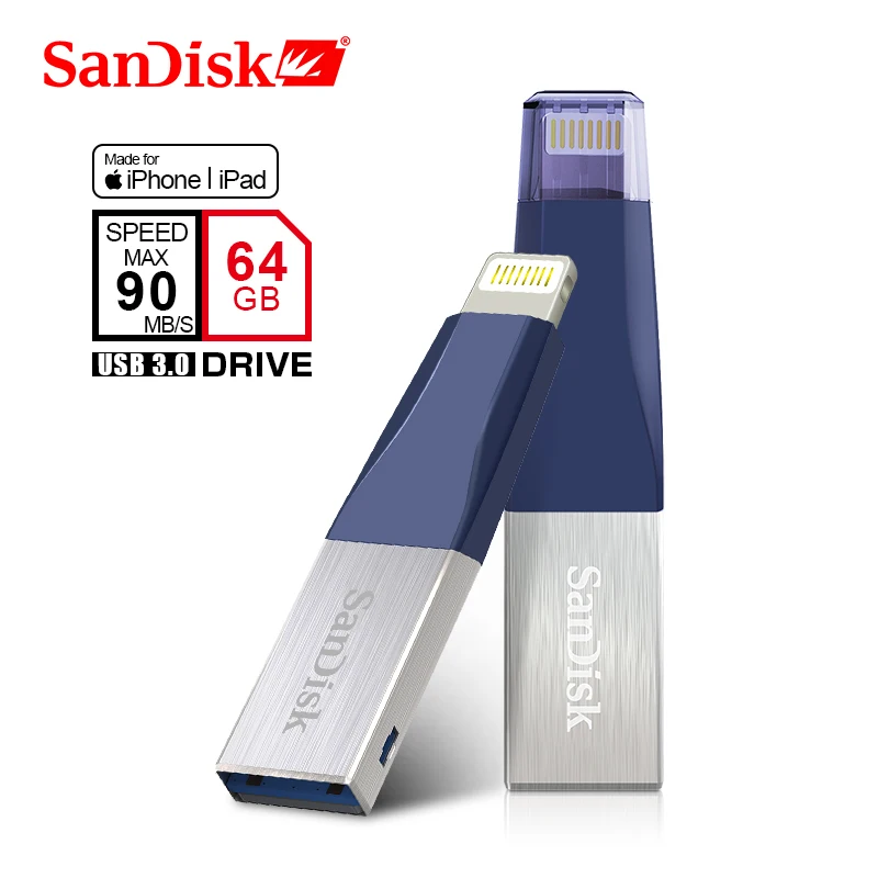 SanDisk USB3.0 USB флеш накопитель 256 Гб OTG Lightning разъем usb Disk32GB 64 128 ГБ для iPhone X