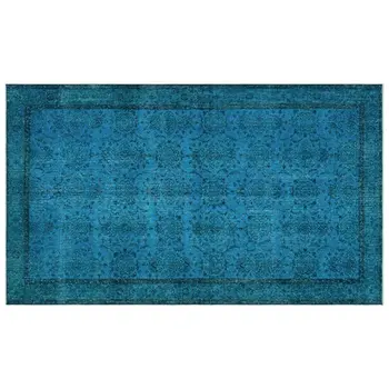 

Handmade Turquoise Vintage Overdyed Turkish Area Rug 169x294 Cm-5'7''X9'8''