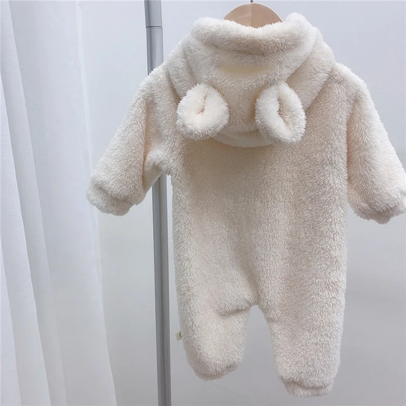 Autumn Baby Rompers Cute Bear Hooded Fleece Toddler Boys