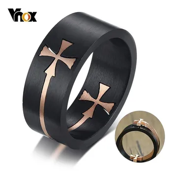 

Vnox 8mm Removable Cross Ring for Men Black Stainless Steel Jesus Christ Religious Alliance US Size #7-12