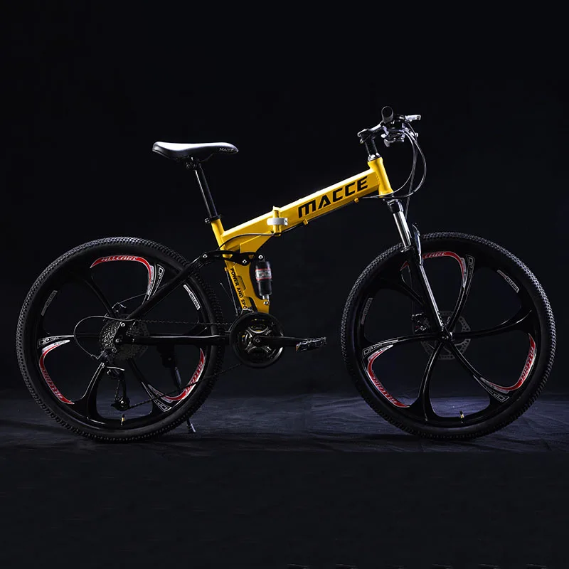 26Inch Folding Mountain Bicycle 21Speed Double Shock Absorption Off-Road Variable Speed Top editioAdult Student One-Wheeled Bike