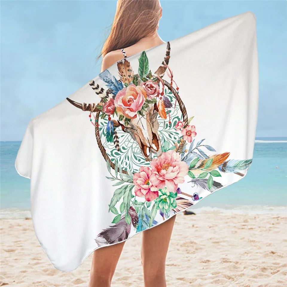 3 Постельное белье Outlet Boho Dreamcatcher банное полотенце племенные рога цветы пляжное полотенце Готический Череп полотенце для душа Деревенский коврик для йоги 75x150 см - Цвет: 3